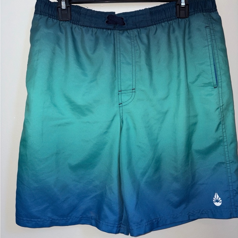Men's Ombre Teal to Navy Swim Trunks - Unknown Brand